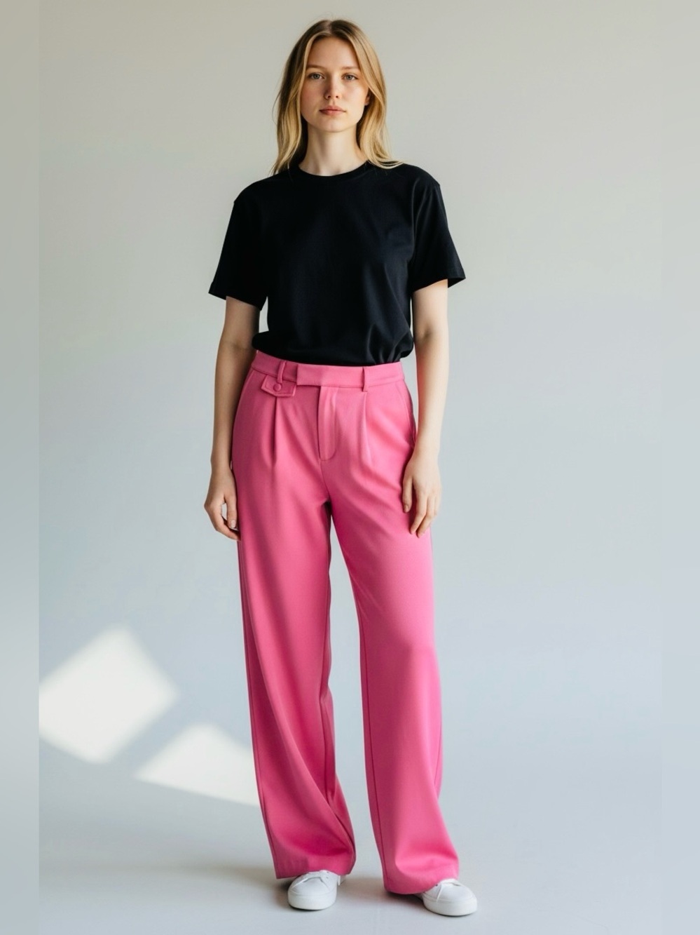 Sanctuary High-Rise Wide-Leg Trousers in Bright Pink